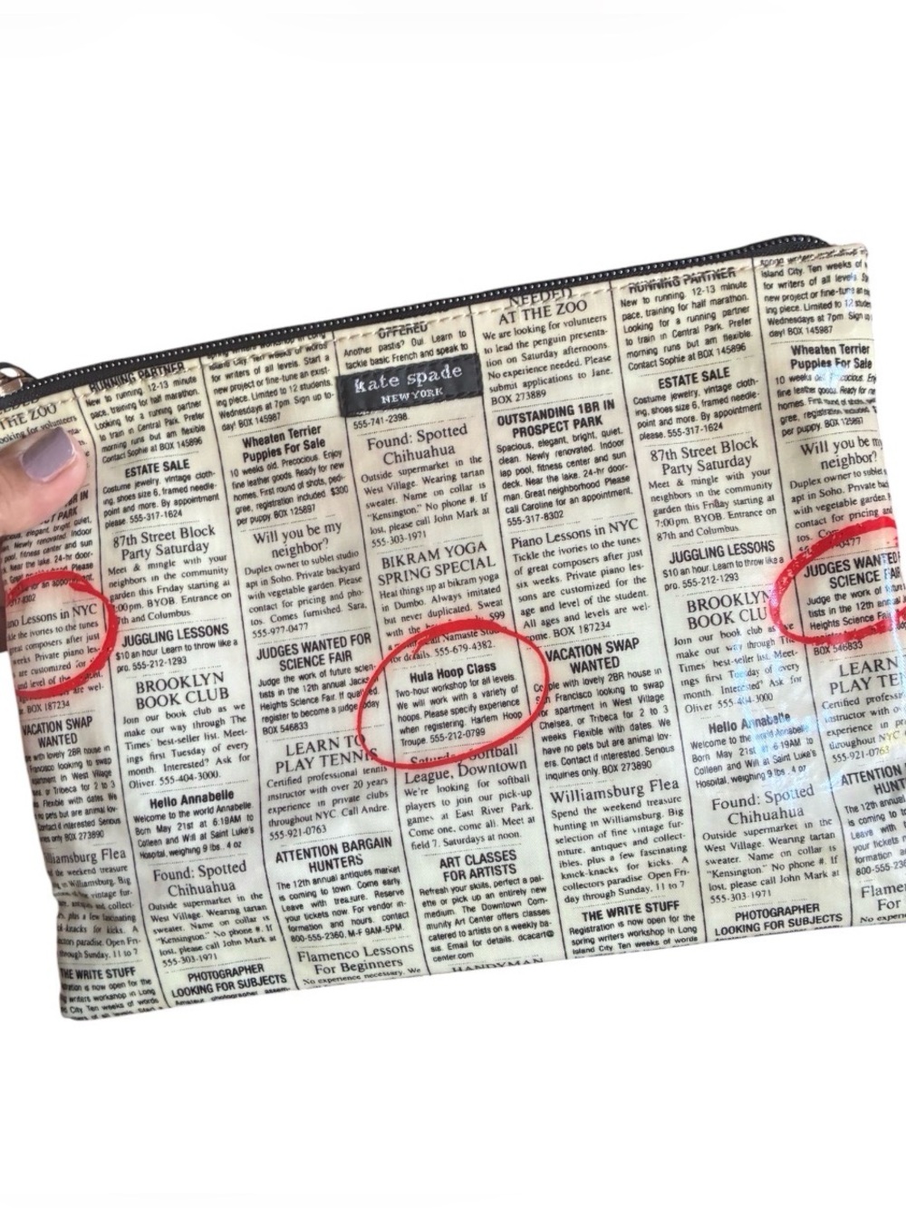 KATE SPADE Vintage Newsprint Pouch